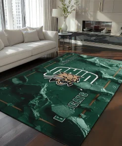 Ohio Bobcats Rug - Cracked Surface Design Green