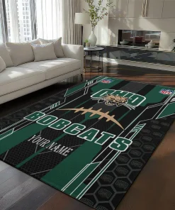 Ohio Bobcats Rug - Personalized Football Laces Green
