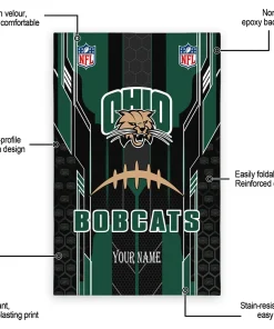 Alternative view of Ohio Bobcats Rug - Personalized Football Laces Green