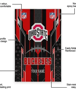 Alternative view of Ohio State Buckeyes Rug - Customized Football Laces Scarlet