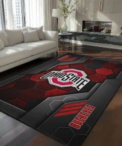 Ohio State Buckeyes Rug - Hexagonal Grid Pattern Scarlet