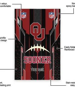 Alternative view of Oklahoma Sooners Rug - Personalized Football Laces Crimson