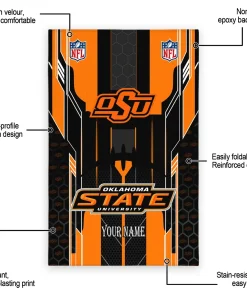 Alternative view of Oklahoma State Cowboys Rug - Custom Football Laces Orange
