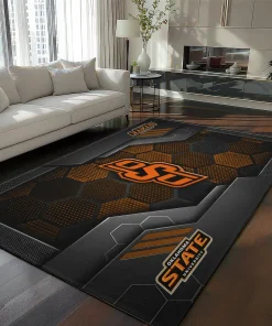 Oklahoma State Cowboys Rug - Hexagonal Grid Pattern Orange