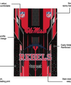 Alternative view of Ole Miss Rebels Rug - Customized Football Laces Red