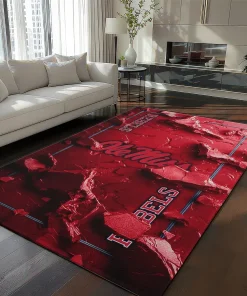 Ole Miss Rebels Rug - Cracked Surface Design Red