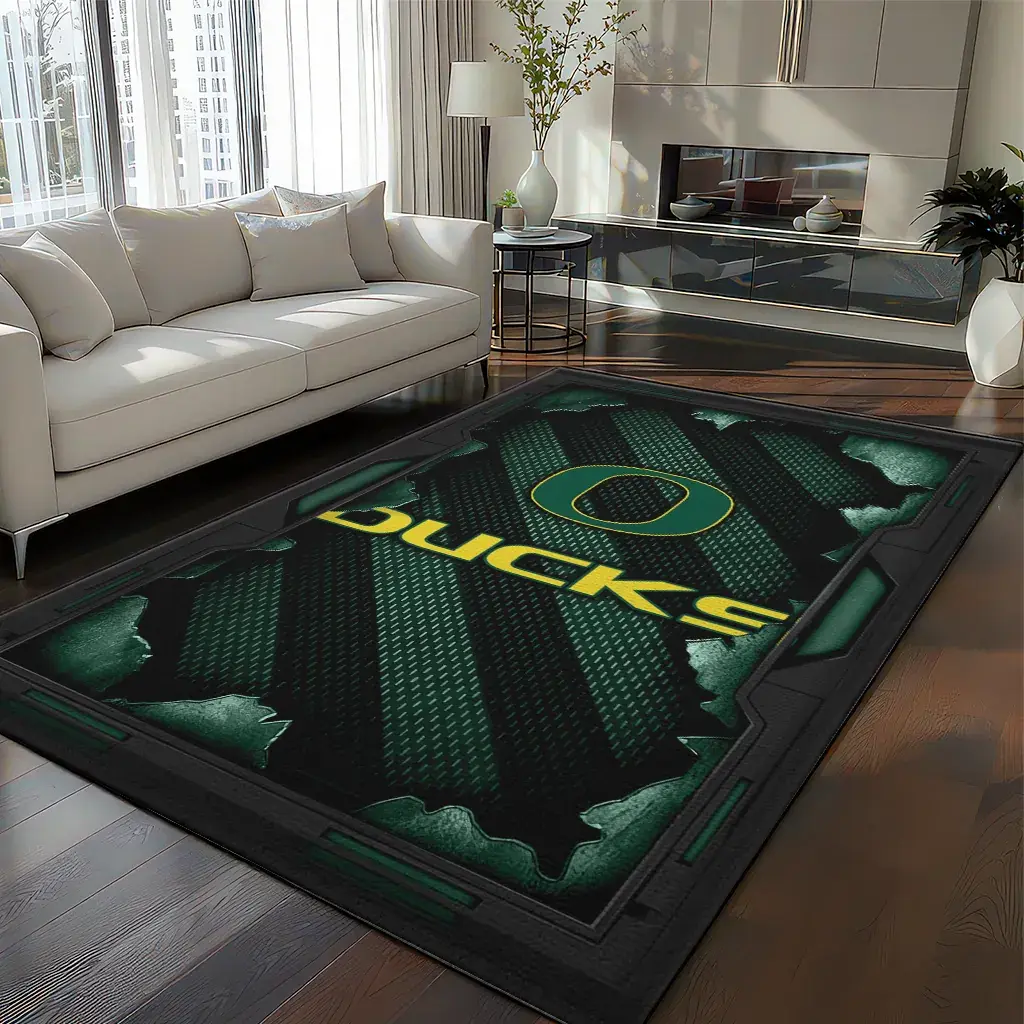 Oregon Ducks Rug - Torn Mesh Green