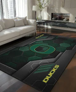 Oregon Ducks Rug - Hexagonal Grid Pattern Green