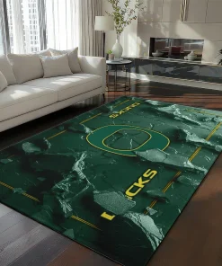 Oregon Ducks Rug - Cracked Surface Design Green