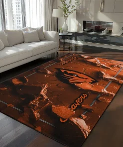 Oregon State Beavers Rug - Cracked Surface Design Orange