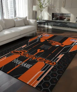 Oregon State Beavers Rug - Personalized Football Laces Orange