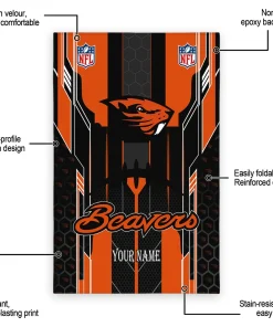 Alternative view of Oregon State Beavers Rug - Personalized Football Laces Orange