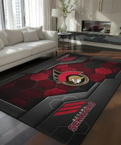 Ottawa Senators Rug - Hexagonal Grid Pattern Red