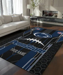 Penn State Nittany Lions Rug - Personalized Football Laces Blue