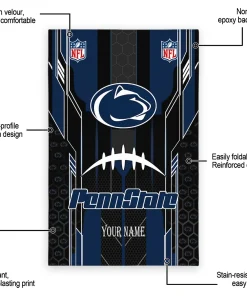 Alternative view of Penn State Nittany Lions Rug - Personalized Football Laces Blue
