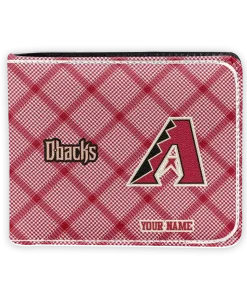 Arizona Diamondbacks Wallet - Personalized Plaid Grid Red