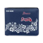 Atlanta Braves Wallet - Personalized Floral Cluster Navy White