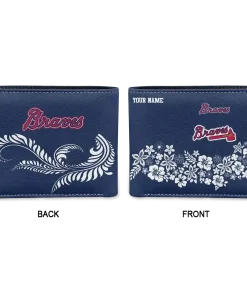 Alternative view of Atlanta Braves Wallet - Personalized Floral Cluster Navy White