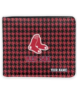 Boston Red Sox Wallet - Personalized Classic Houndstooth Red