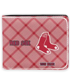 Boston Red Sox Wallet - Personalized Plaid Grid Red