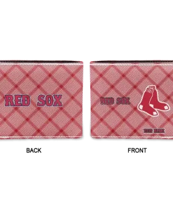 Alternative view of Boston Red Sox Wallet - Personalized Plaid Grid Red