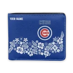 Chicago Cubs Wallet - Personalized Floral Cluster Blue White