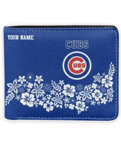 Chicago Cubs Wallet - Personalized Floral Cluster Blue White