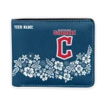 Cleveland Guardians Wallet - Personalized Floral Cluster Navy Blue White