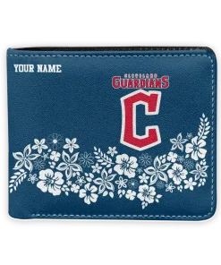 Cleveland Guardians Wallet - Personalized Floral Cluster Navy Blue White