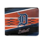 Detroit Tigers Wallet - Personalized Checkerboard Brush Navy Orange