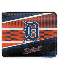 Detroit Tigers Wallet - Personalized Checkerboard Brush Navy Orange