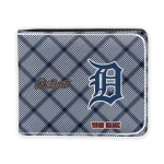 Detroit Tigers Wallet - Personalized Plaid Grid Navy