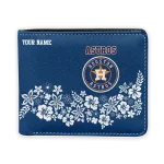 Houston Astros Wallet - Personalized Floral Cluster Blue White