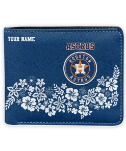 Houston Astros Wallet - Personalized Floral Cluster Blue White
