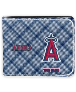 Los Angeles Angels Wallet - Personalized Plaid Grid Blue