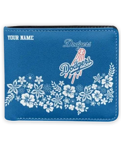 Los Angeles Dodgers Wallet - Personalized Floral Cluster Blue White