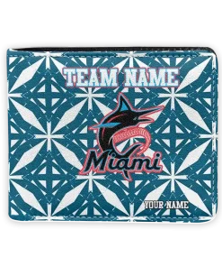Miami Marlins Wallet - Personalized Geometric Star Blue White