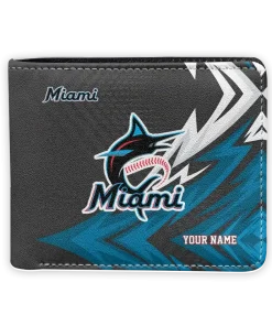 Miami Marlins Wallet - Personalized Sharp Arrow Streaks Blue Black
