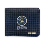 Milwaukee Brewers Wallet - Personalized Classic Houndstooth Navy Blue
