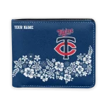Minnesota Twins Wallet - Personalized Floral Cluster Navy White