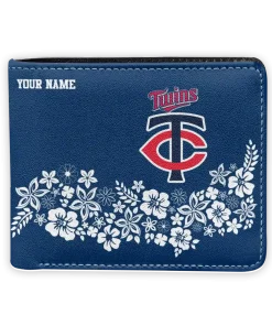 Minnesota Twins Wallet - Personalized Floral Cluster Navy White