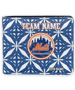 New York Mets Wallet - Personalized Geometric Star Blue White