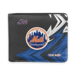 New York Mets Wallet - Personalized Sharp Arrow Streaks Blue Black