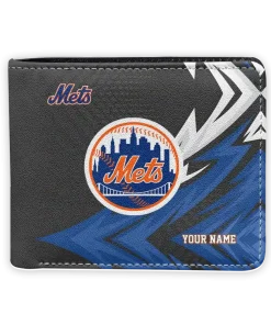 New York Mets Wallet - Personalized Sharp Arrow Streaks Blue Black