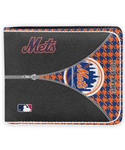 New York Mets Wallet - Personalized Zipper Split Orange Black