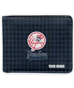 New York Yankees Wallet - Personalized Classic Houndstooth Navy