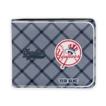 New York Yankees Wallet - Personalized Plaid Grid Navy