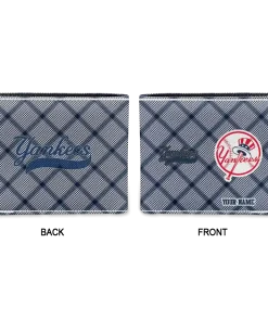 Alternative view of New York Yankees Wallet - Personalized Plaid Grid Navy