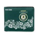 Oakland Athletics Wallet - Personalized Floral Cluster Green White