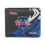 Philadelphia Phillies Wallet - Personalized Sharp Arrow Streaks Blue Black
